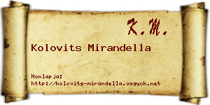 Kolovits Mirandella névjegykártya